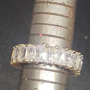 Elegant Gold Plated Over Sterling Silver CZ Women's Ring